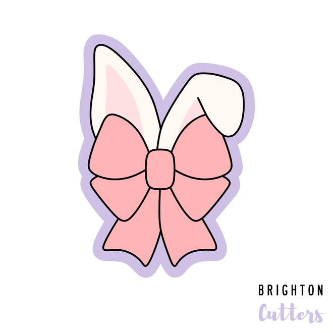 Lopsided Easter Bunny Ears with Bow Cookie Cutter