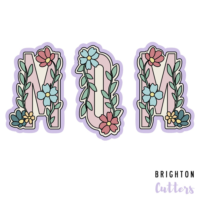 Floral MOM Letter Cookie Cutter Set