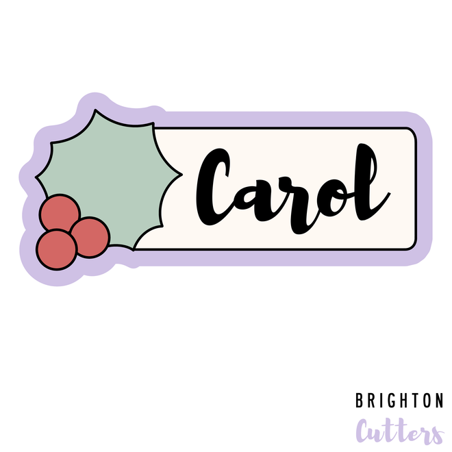 Holly Name Plaque Cookie Cutter