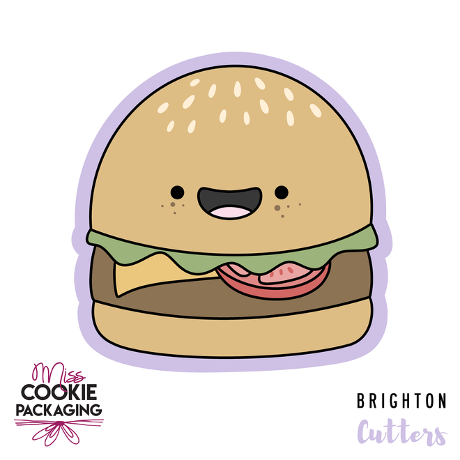 Burger Cookie Cutter for Miss Cookie Packaging's Bun a Good Friend Greaseproof Backer