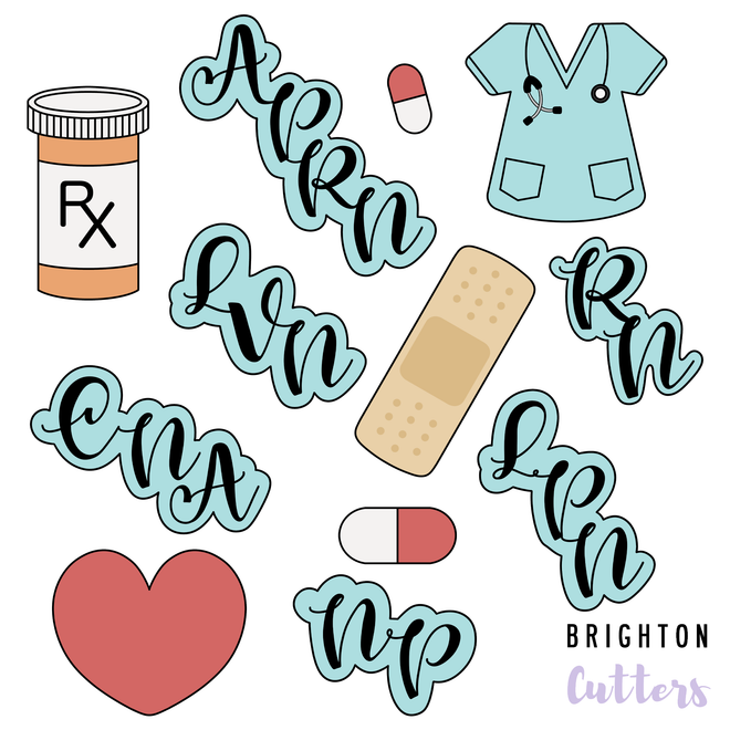 Nurse Collection Cookie Cutters - Nurse Appreciation Week Cookie Cutters