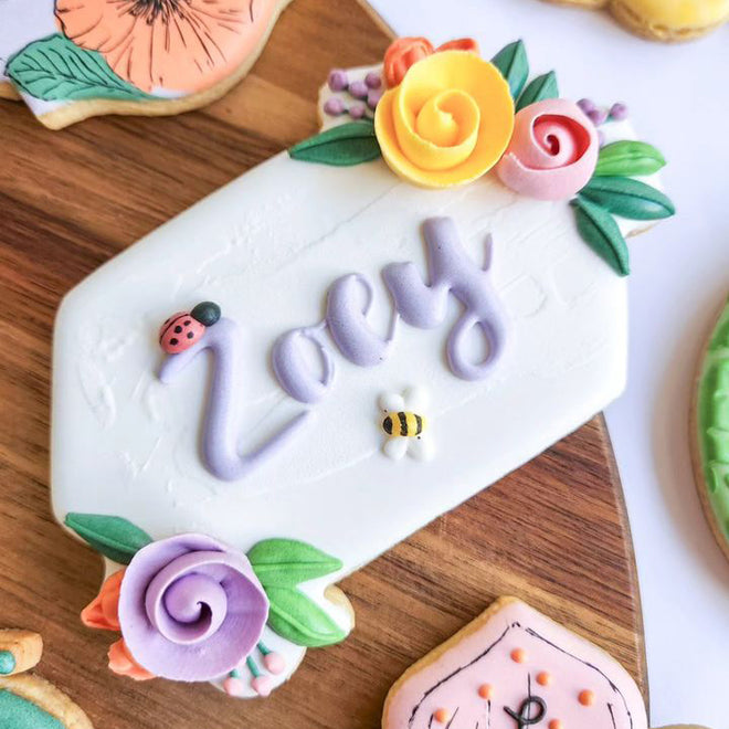 Floral Elongated Hexagon Cookie Cutter