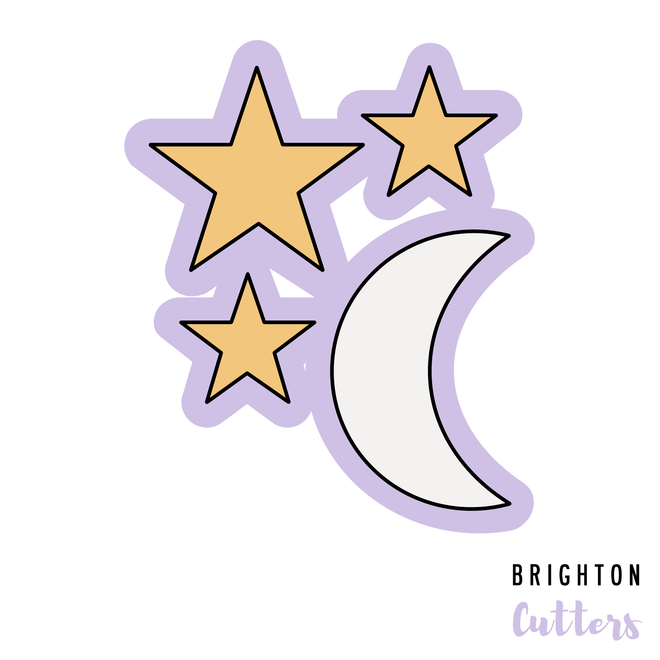 Star and Moon Cluster Cookie Cutter
