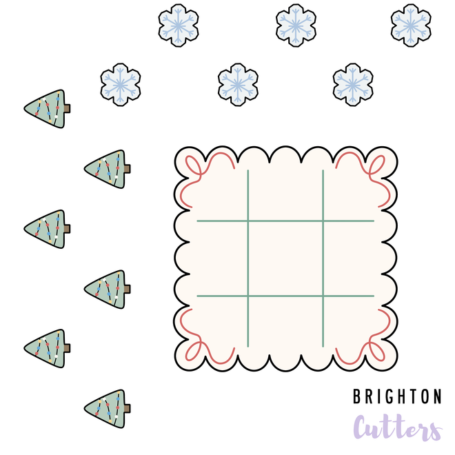 Tiny Christmas Tic Tac Toe Multi-Cutter and Dough Poppers