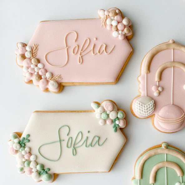 Floral Elongated Hexagon Cookie Cutter