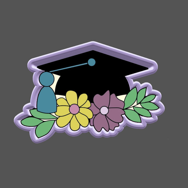 Floral Grad Cap Cookie Cutter