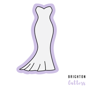 Asymmetrical Wedding Gown Dress Bride Cookie Cutter
