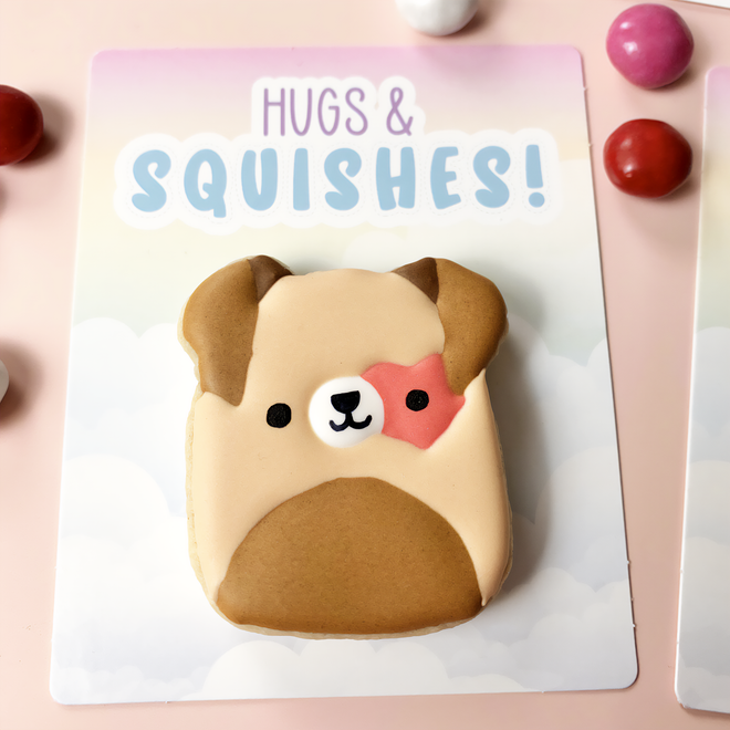 Plush Squish Dog Cookie Cutter for Miss Cookie Packaging’s Hugs & Squishes Greaseproof Backer