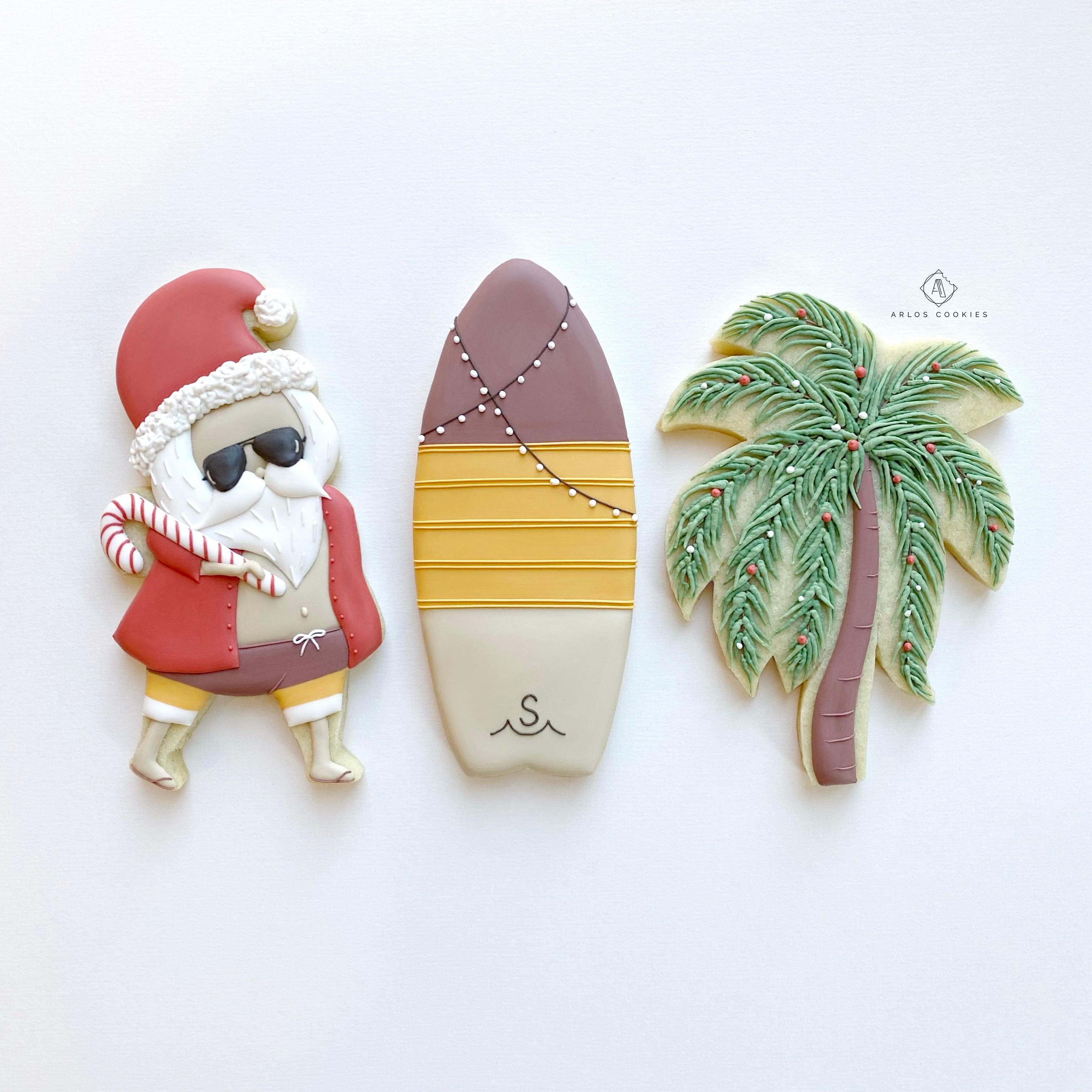 Tropical Christmas Surf Board Cutting Board